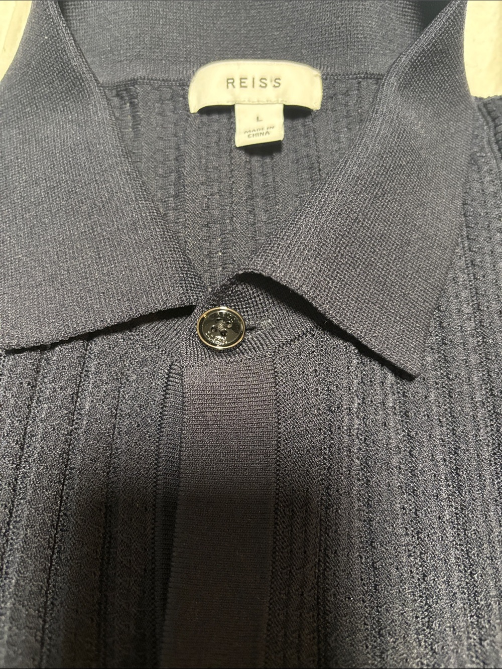 Reiss Men's Ribbed Button-Up - Slate Blue - Picture 4 of 8